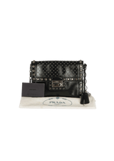 SAFFIANO STUDDED FLAP BAG