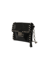 SAFFIANO STUDDED FLAP BAG