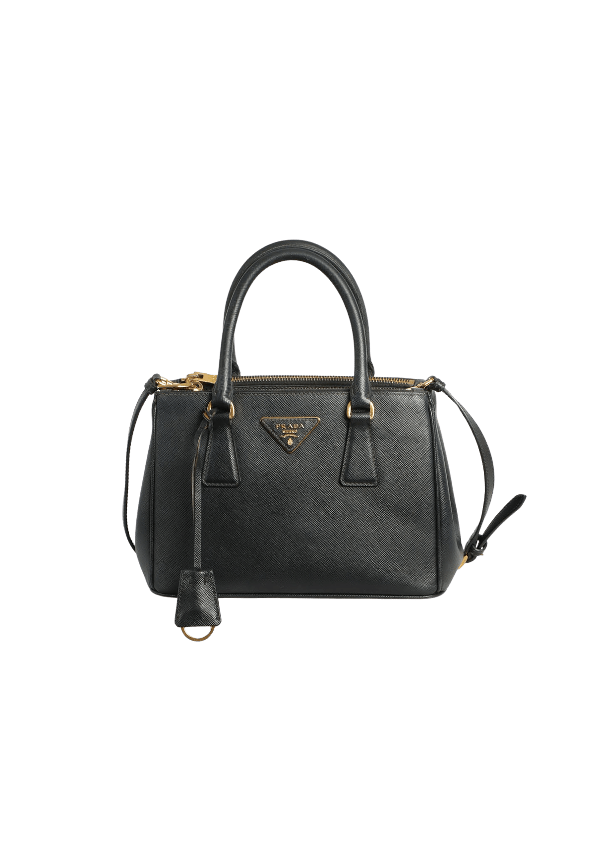 PRADA Saffiano Lux ショルダーバッグ 黒 BOLSA PRADA SMALL SAFFIANO LUX DOUBLE ZIP GALLERIA PRETO ORIGINAL