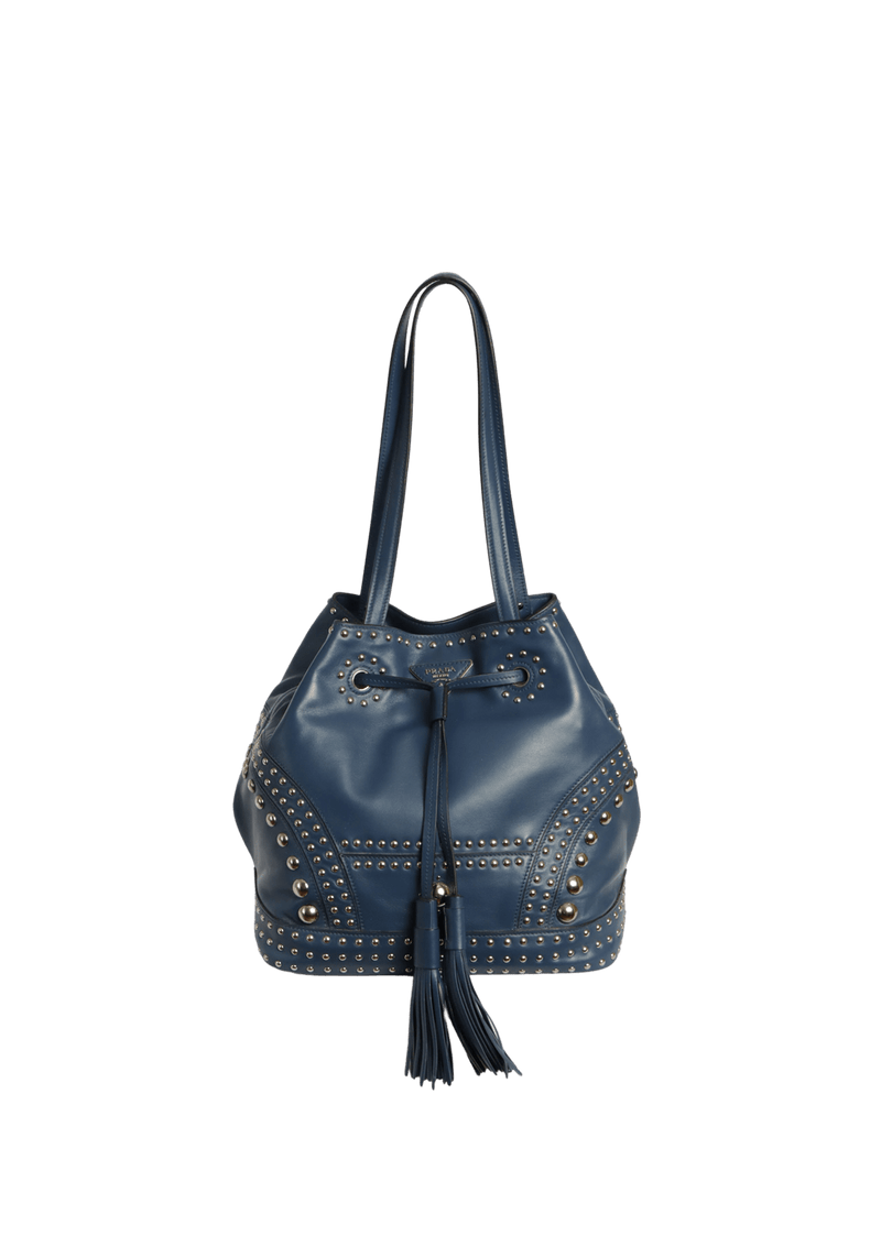 SOFT CALF STUDDED BUCKET BAG