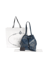 SOFT CALF STUDDED BUCKET BAG