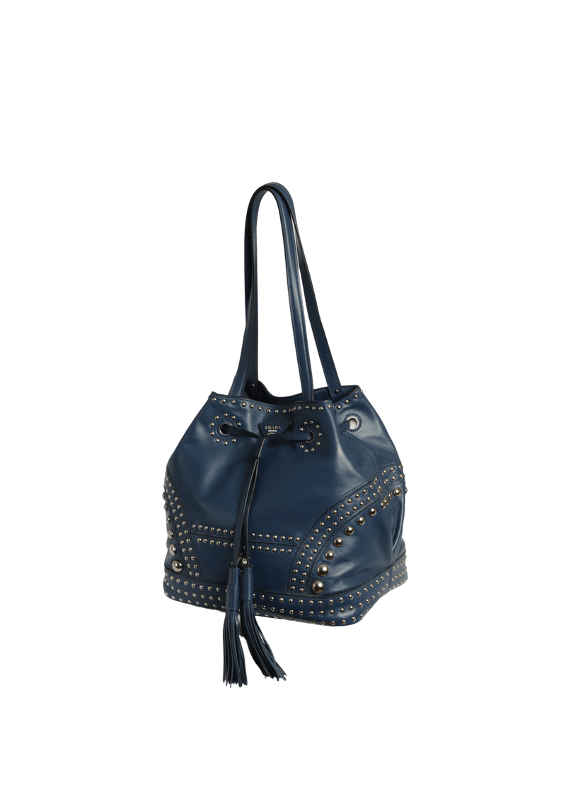 SOFT CALF STUDDED BUCKET BAG