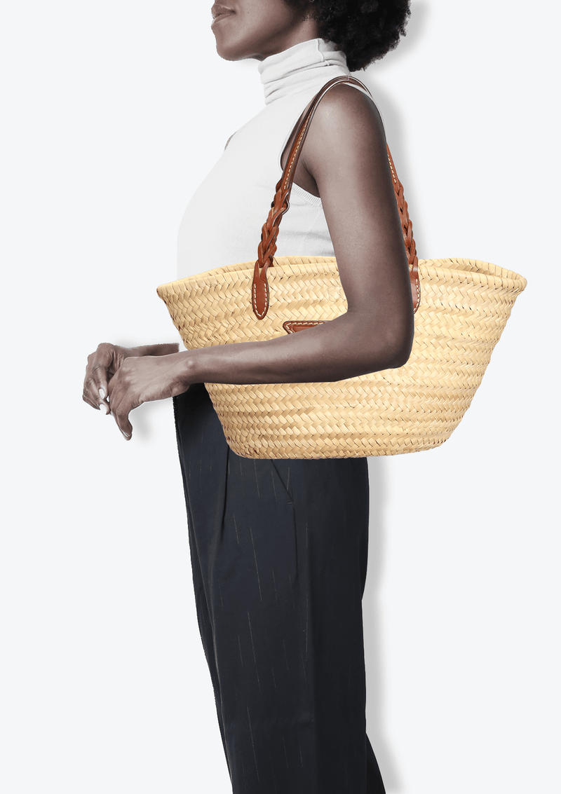 STRAW AND LEATHER TOTE