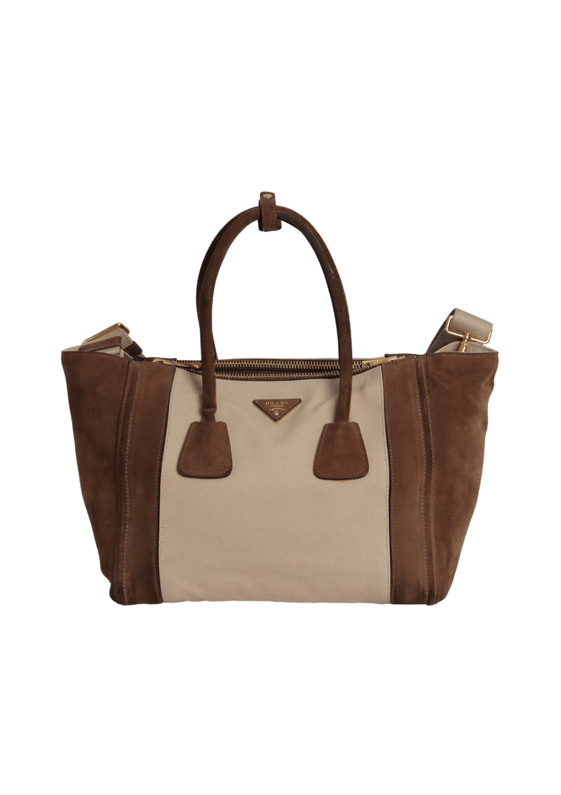 SUEDE TWIN POCKET TOTE