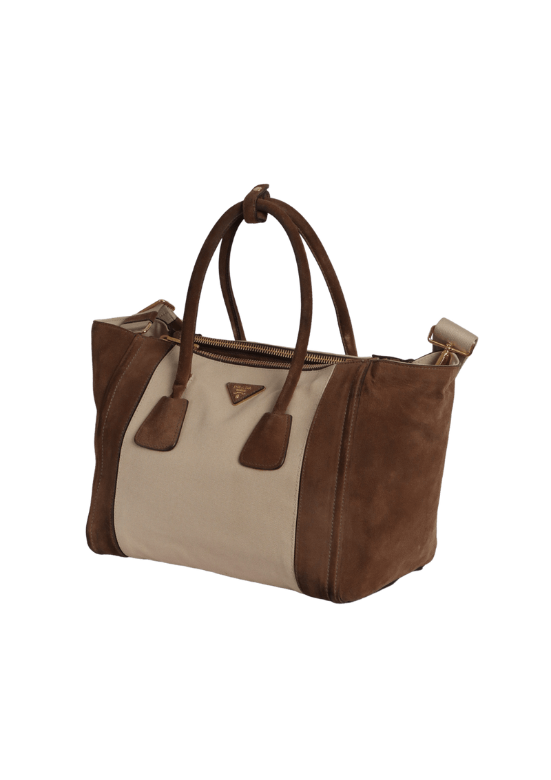 SUEDE TWIN POCKET TOTE