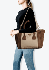 SUEDE TWIN POCKET TOTE