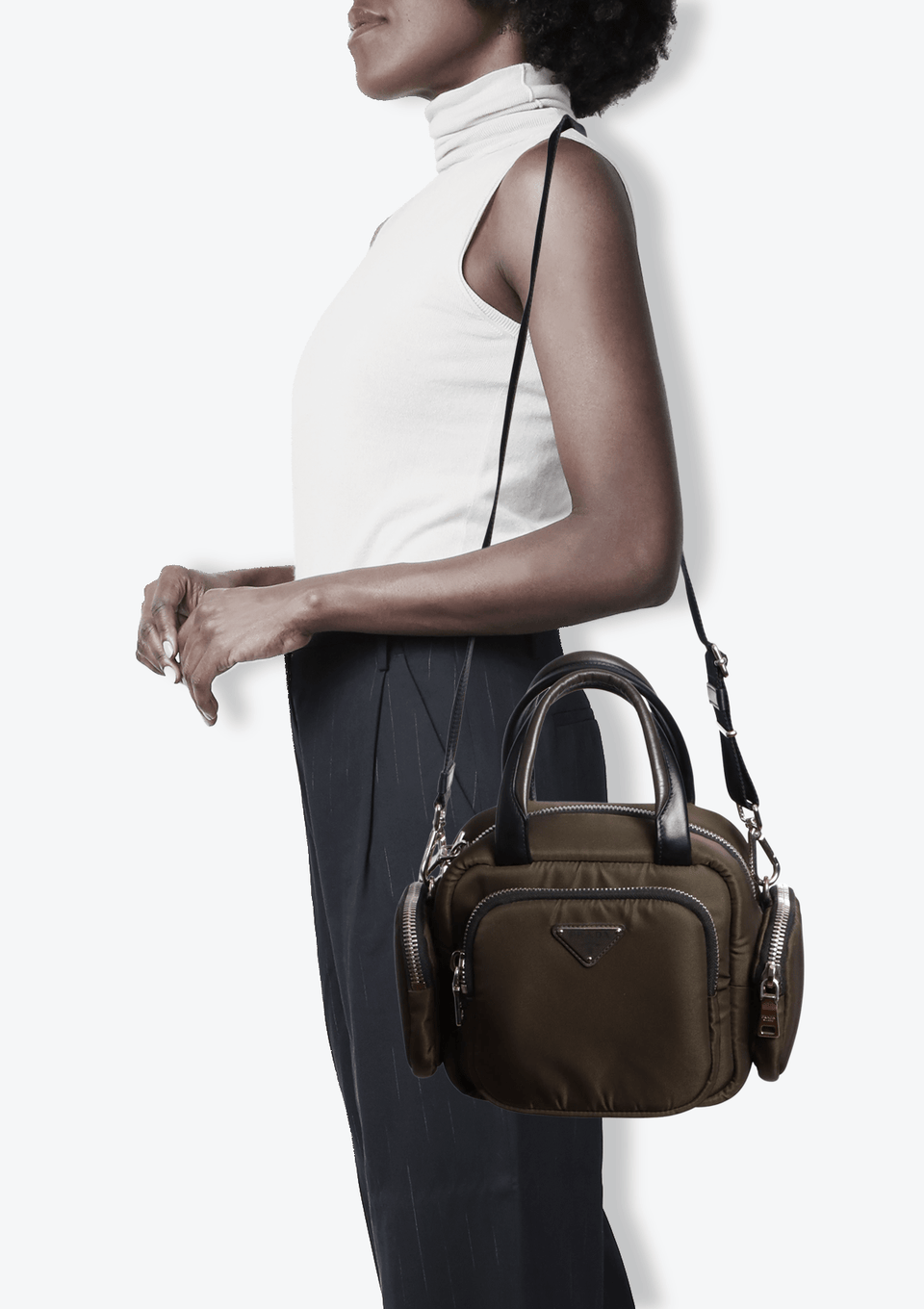 BOLSA PRADA TESSUTO CARGO TOP HANDLE BAG VERDE ORIGINAL – Gringa