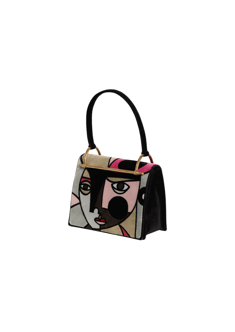 VELVET PATCHWORK LISOLETTE WATKINS TOP HANDLE BAG