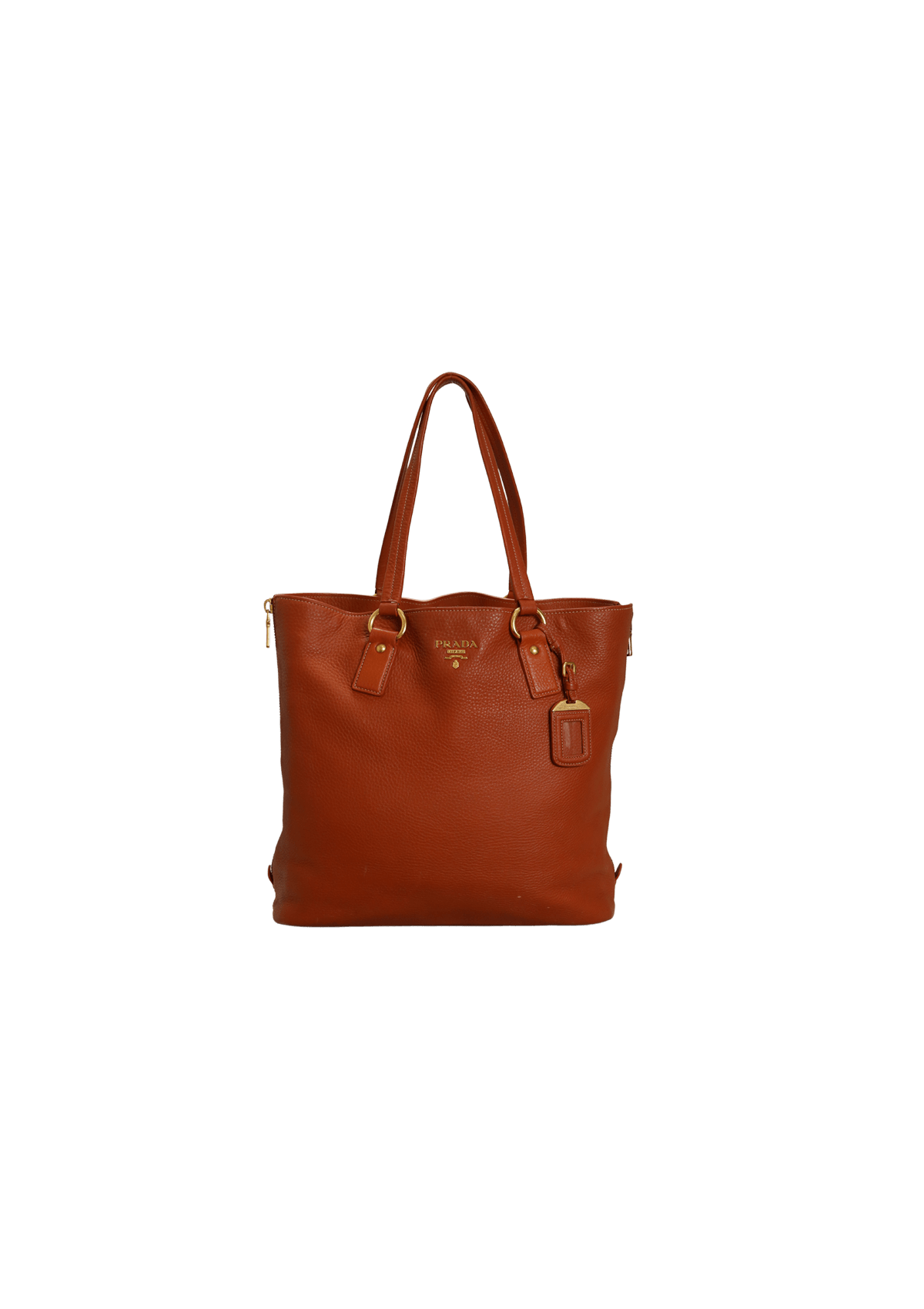 BOLSA PRADA VITELLO DAINO SIDE ZIP TOTE LARANJA ORIGINAL – Gringa