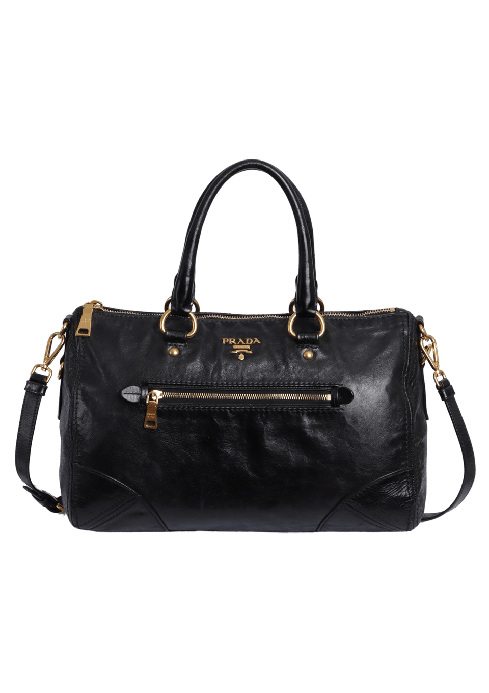 BOLSA PRADA VITELLO SHINE FRONT ZIP BAG PRETO ORIGINAL – Gringa
