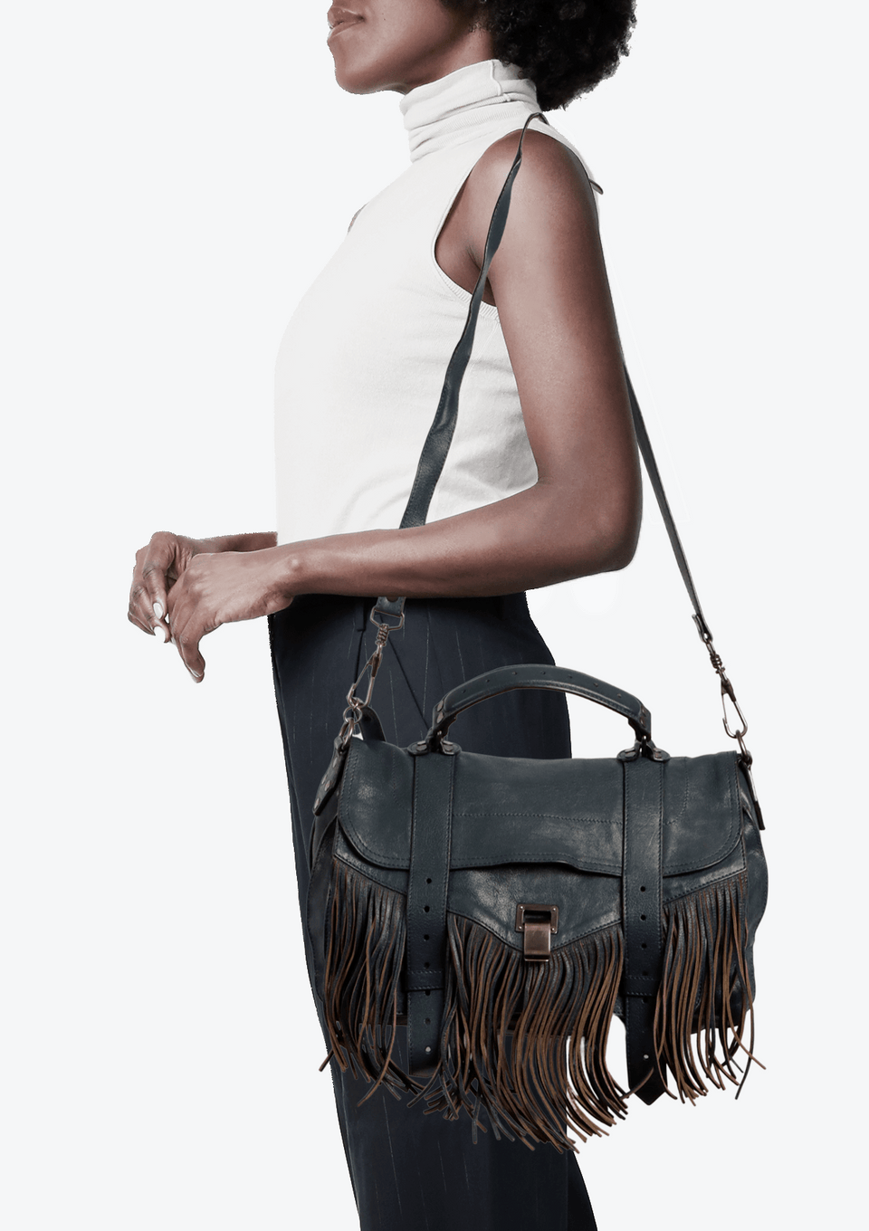 BOLSA PROENZA SCHOULER MEDIUM FRINGE PS1 BAG AZUL ORIGINAL – Gringa