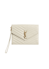 SAINT LAURENT★18春夏★5 FRAGMENT ZIP POUCH Saint Laurent Grained Calfskin Monogram 5 Fragments Zip Pouch Card