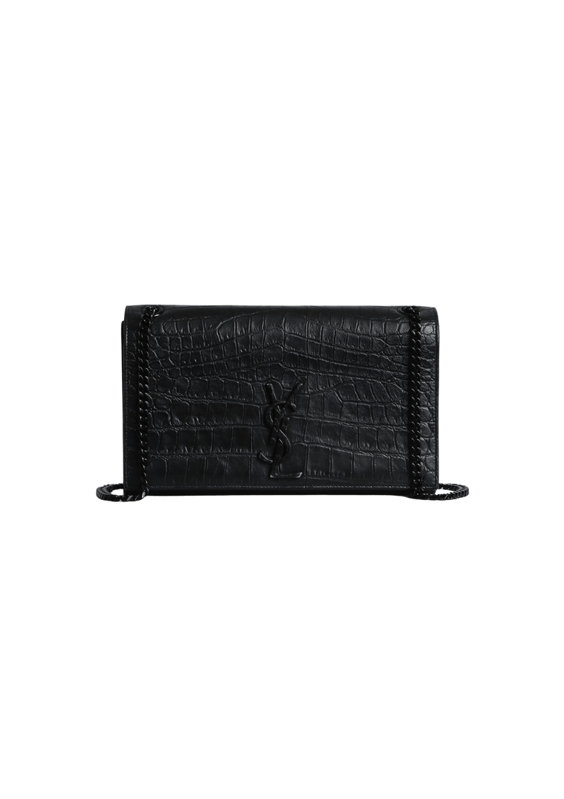 CROCO EMBOSSED MEDIUM KATE BAG