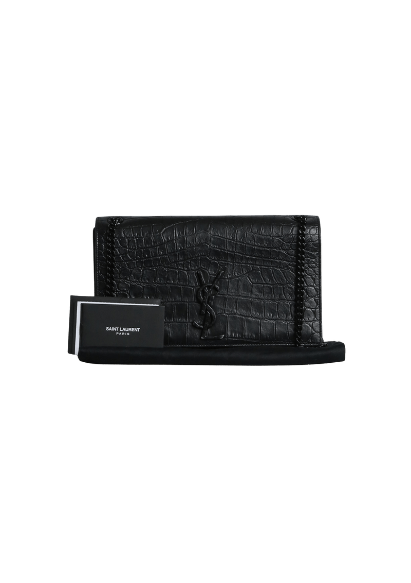 CROCO EMBOSSED MEDIUM KATE BAG