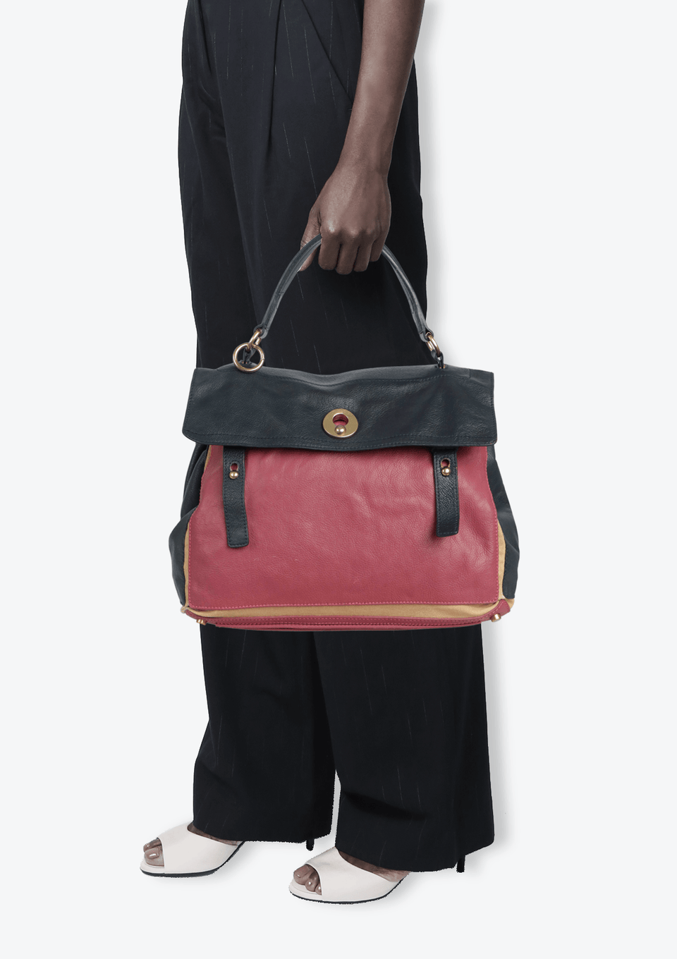 専用　MUSE de Deuxieme Classe vintagesatin Bolsa Saint Laurent Muse Two Couro Preta – Peguei Bode