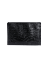 LOGO CROCODILE EMBOSSED CLUTCH