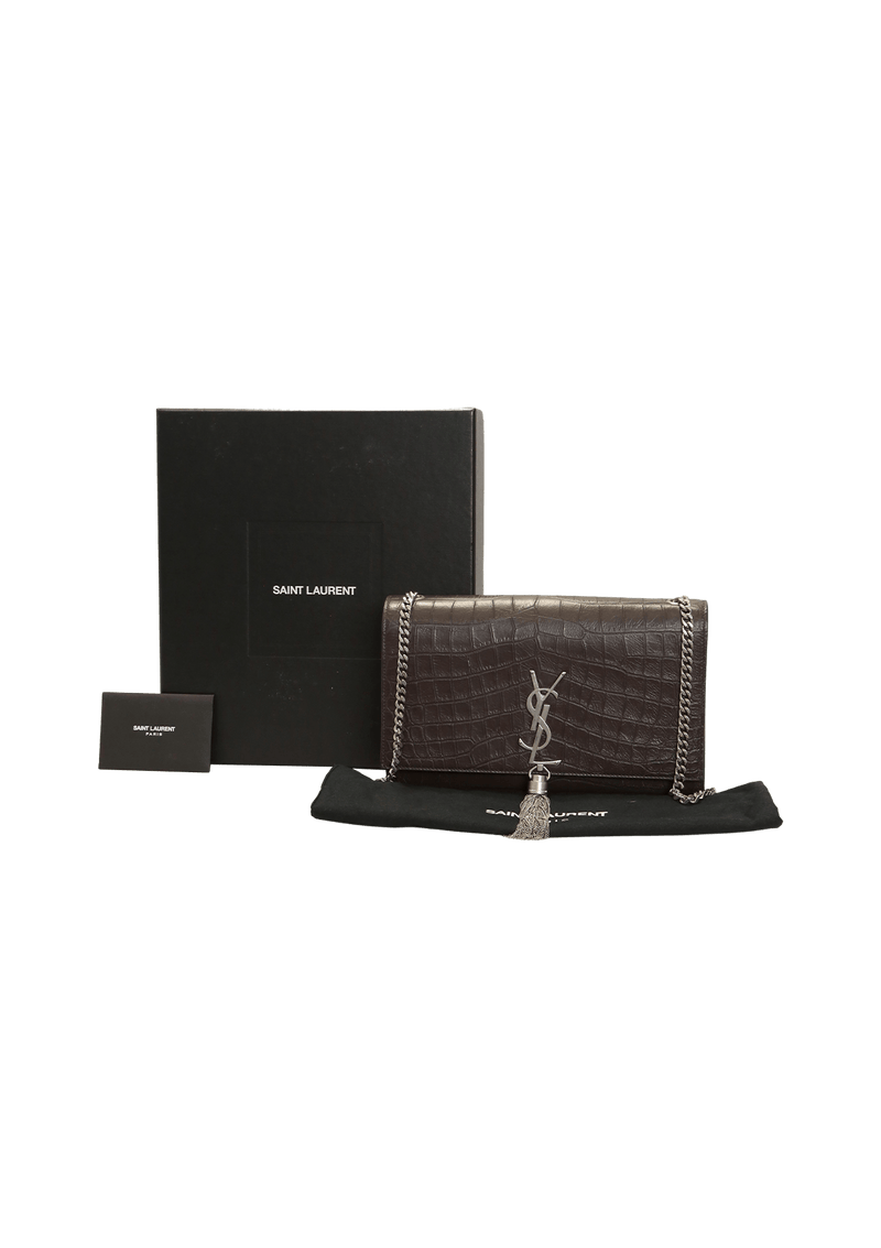 MEDIUM KATE TASSEL CROCODILE EMBOSSED