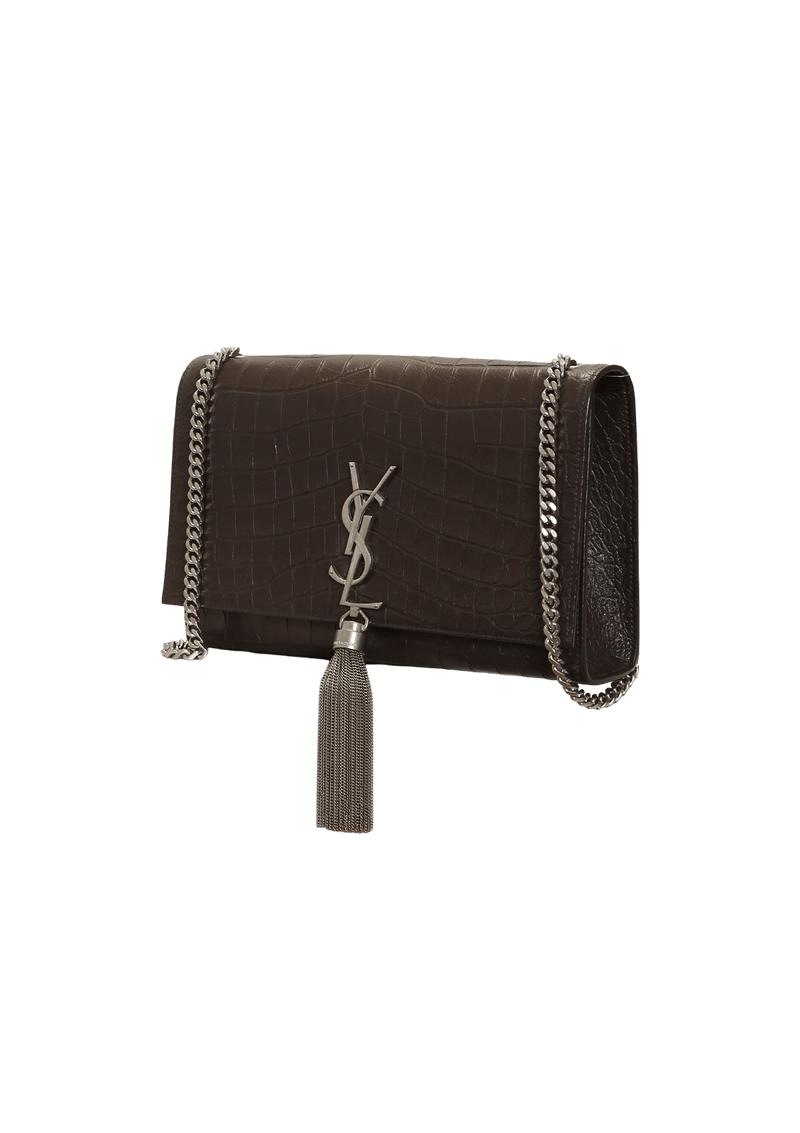 MEDIUM KATE TASSEL CROCODILE EMBOSSED