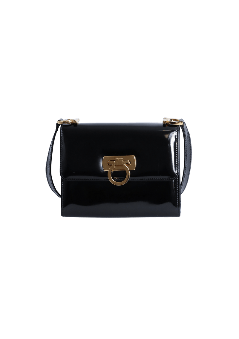 PATENT LEATHER GANCINI SHOULDER BAG