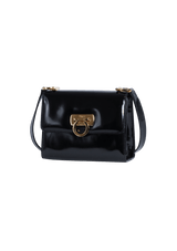 PATENT LEATHER GANCINI SHOULDER BAG