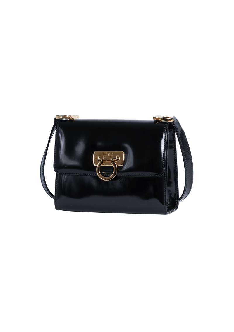 PATENT LEATHER GANCINI SHOULDER BAG