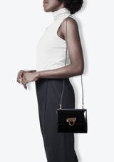 PATENT LEATHER GANCINI SHOULDER BAG