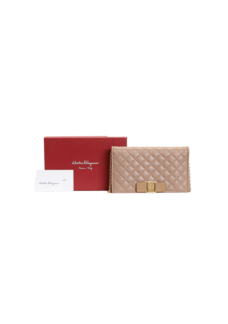 QUILTED VARA BOW WALLET ON CHAIN