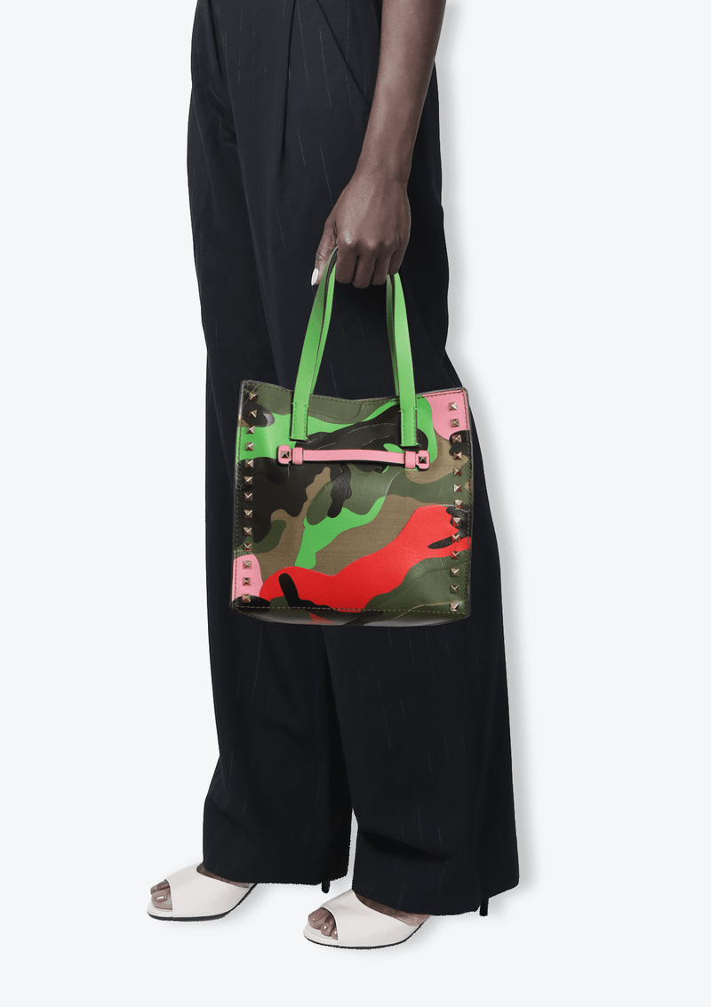 MINI ROCKSTUD CAMOUFLAGE TOTE BAG