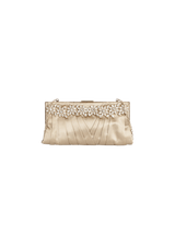 SATIN CRYSTAL EMBELLISHMENTS CLUTCH