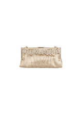 SATIN CRYSTAL EMBELLISHMENTS CLUTCH