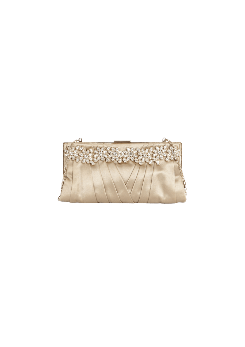 SATIN CRYSTAL EMBELLISHMENTS CLUTCH