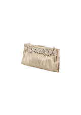 SATIN CRYSTAL EMBELLISHMENTS CLUTCH