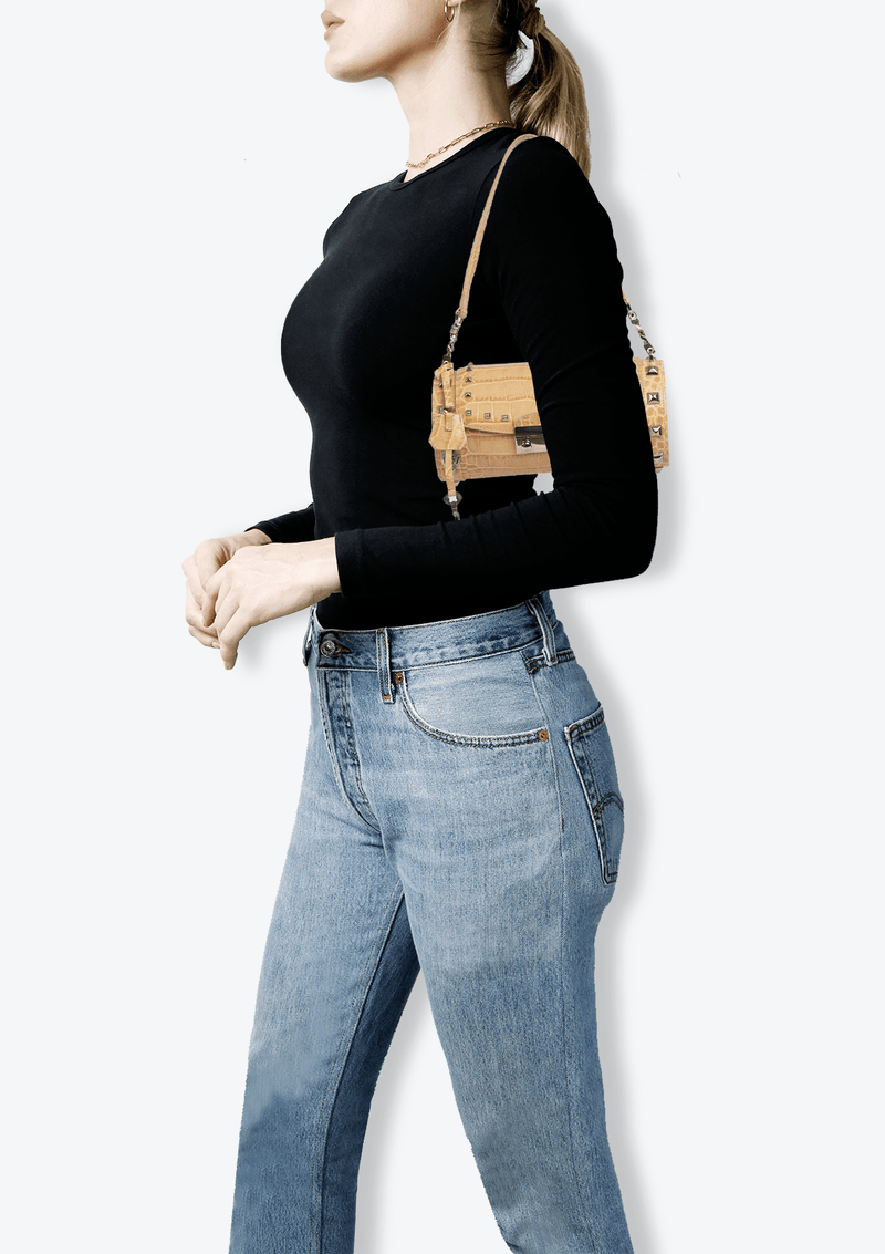 EMBOSSED LEATHER SHOULDER BAG