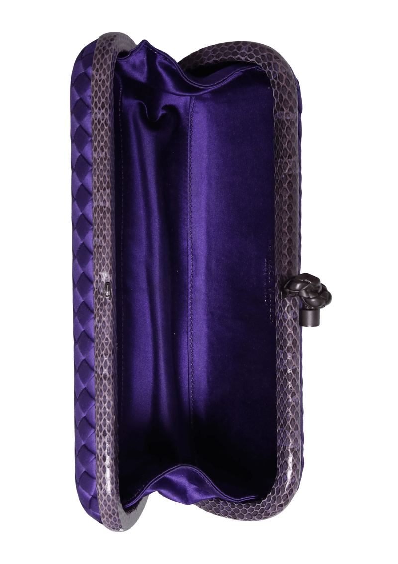 LONG KNOT INTRECCIATO SATIN CLUTCH