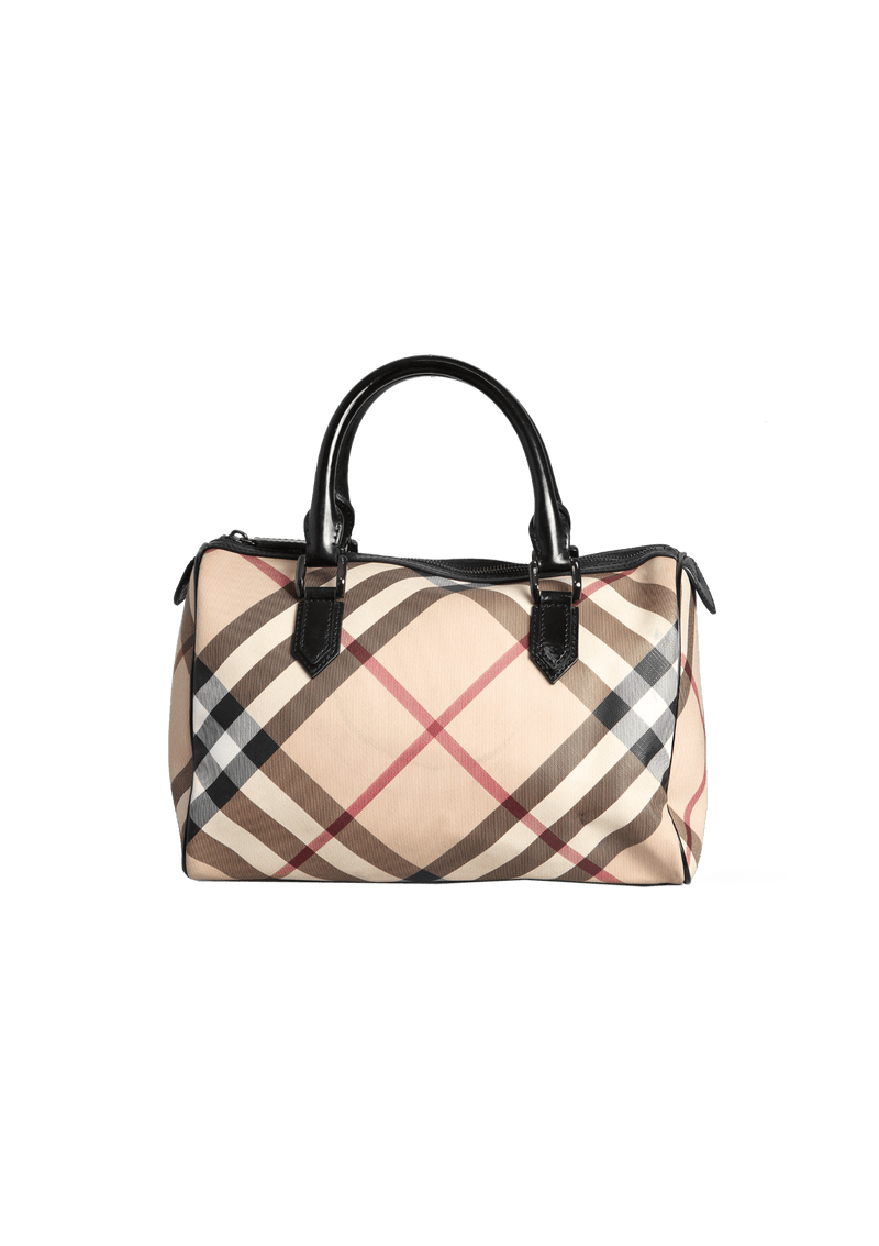 BURBERRY Small Chester Nova Check Patent Bowling Bag Black