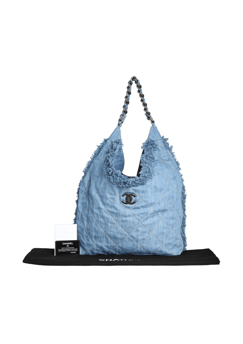 DENIM CHAIN HOBO BAG