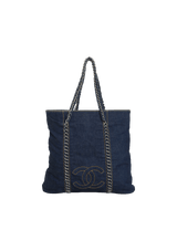 DENIM NORTH SOUTH LUXE LIGNE TOTE