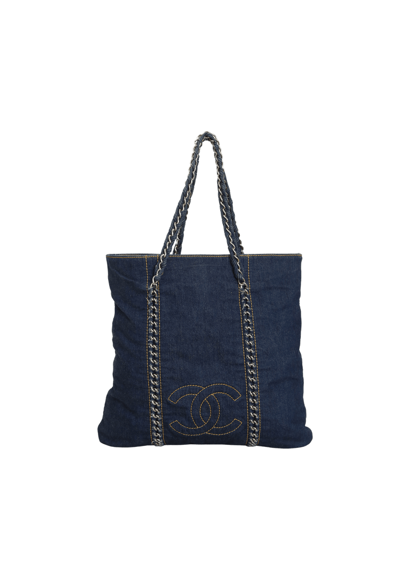 DENIM NORTH SOUTH LUXE LIGNE TOTE