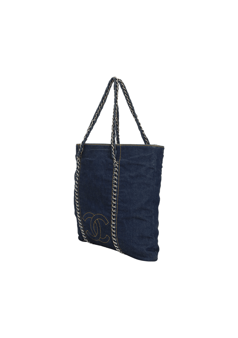 DENIM NORTH SOUTH LUXE LIGNE TOTE