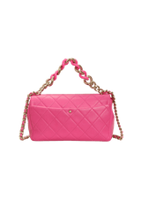 ELEGANT RESIN CHAIN FLAP BAG LAMBSKIN