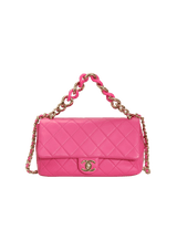 ELEGANT RESIN CHAIN FLAP BAG LAMBSKIN