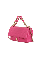 ELEGANT RESIN CHAIN FLAP BAG LAMBSKIN