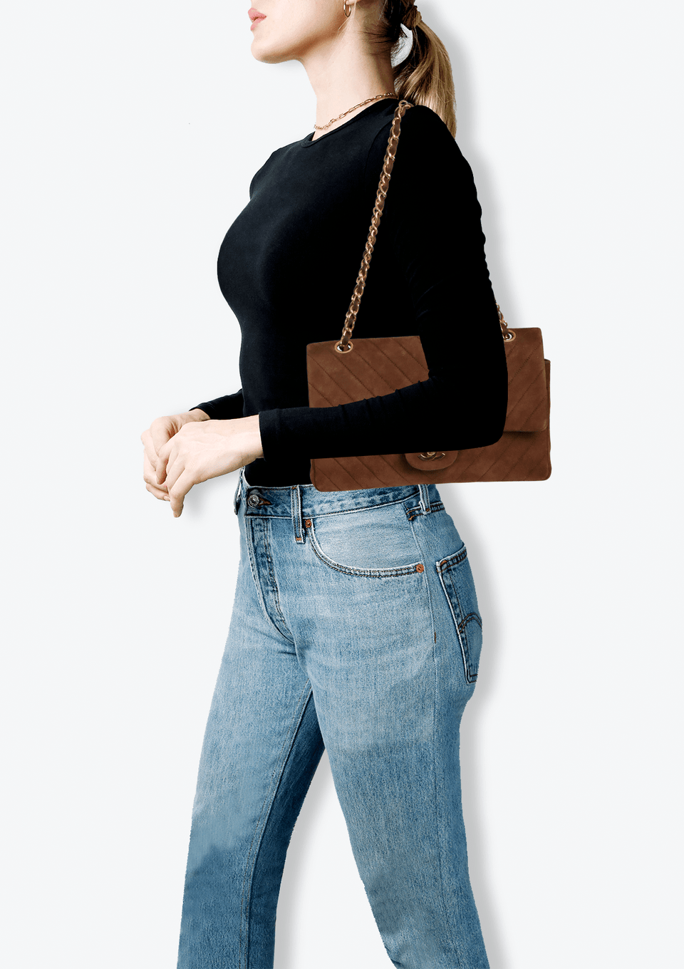 BOLSA CHANEL MEDIUM CLASSIC DOUBLE FLAP SUEDE CARAMELO ORIGINAL BOLSA CHANEL MEDIUM CLASSIC DOUBLE FLAP SUEDE CARAMELO ORIGINAL