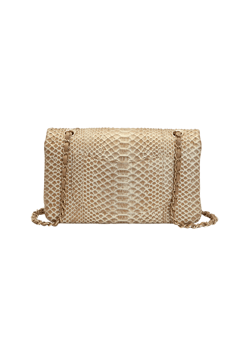 MEDIUM PYTHON DOUBLE FLAP BAG