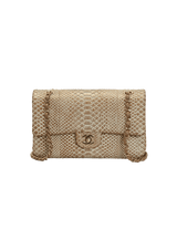 MEDIUM PYTHON DOUBLE FLAP BAG