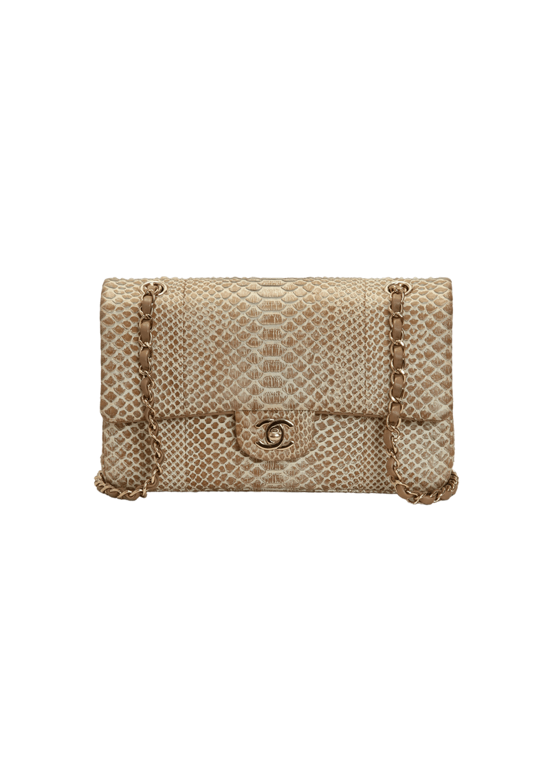 MEDIUM PYTHON DOUBLE FLAP BAG