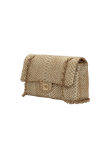 MEDIUM PYTHON DOUBLE FLAP BAG