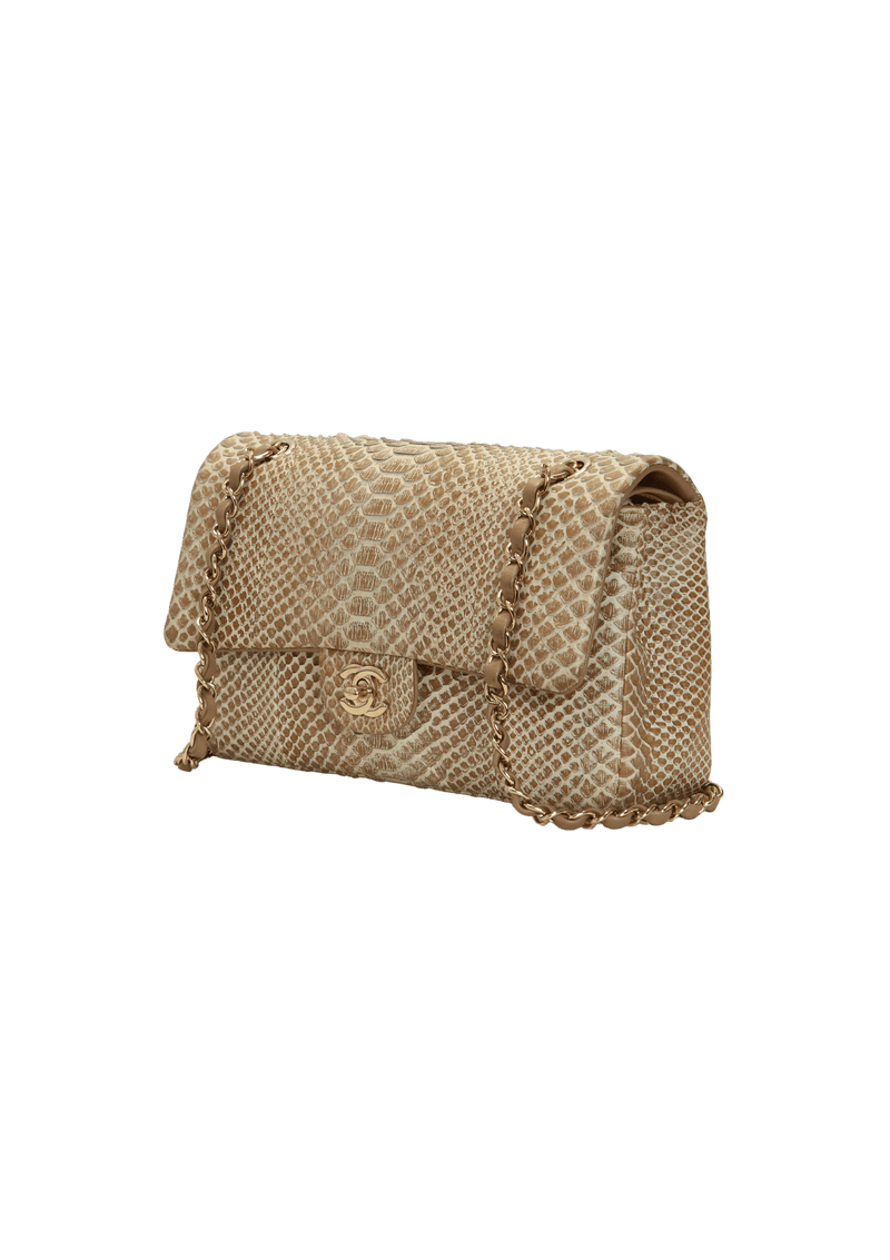 MEDIUM PYTHON DOUBLE FLAP BAG