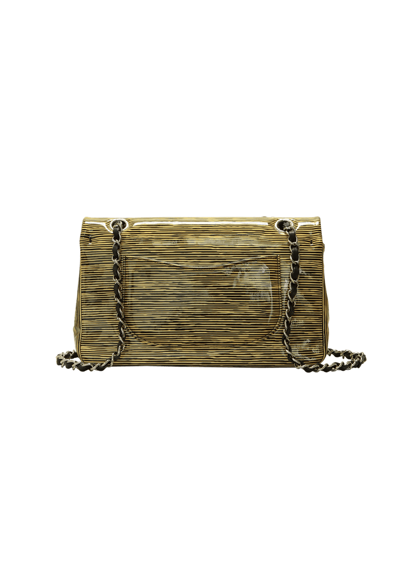 MEDIUM STRIPED CLASSIC DOUBLE FLAP PATENT