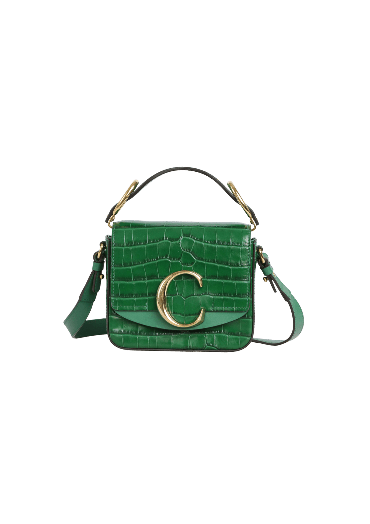 BOLSAS CHLOé MINI C EMBOSSED CROCODILE VERDE ORIGINAL – Gringa